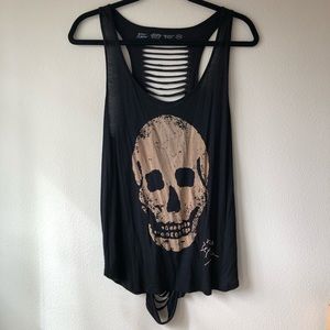 Betsey Johnson Skull Razorback Tank Top, Size M